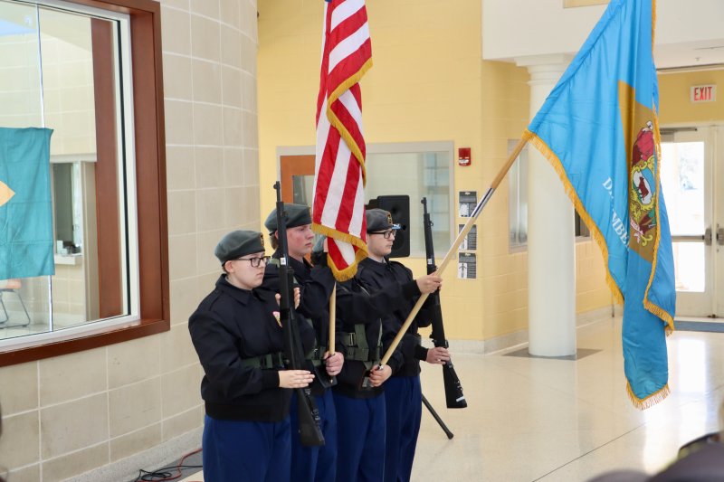 The ceremony begins with the presentation of colors by the Cape Henlopen High School JROTC.